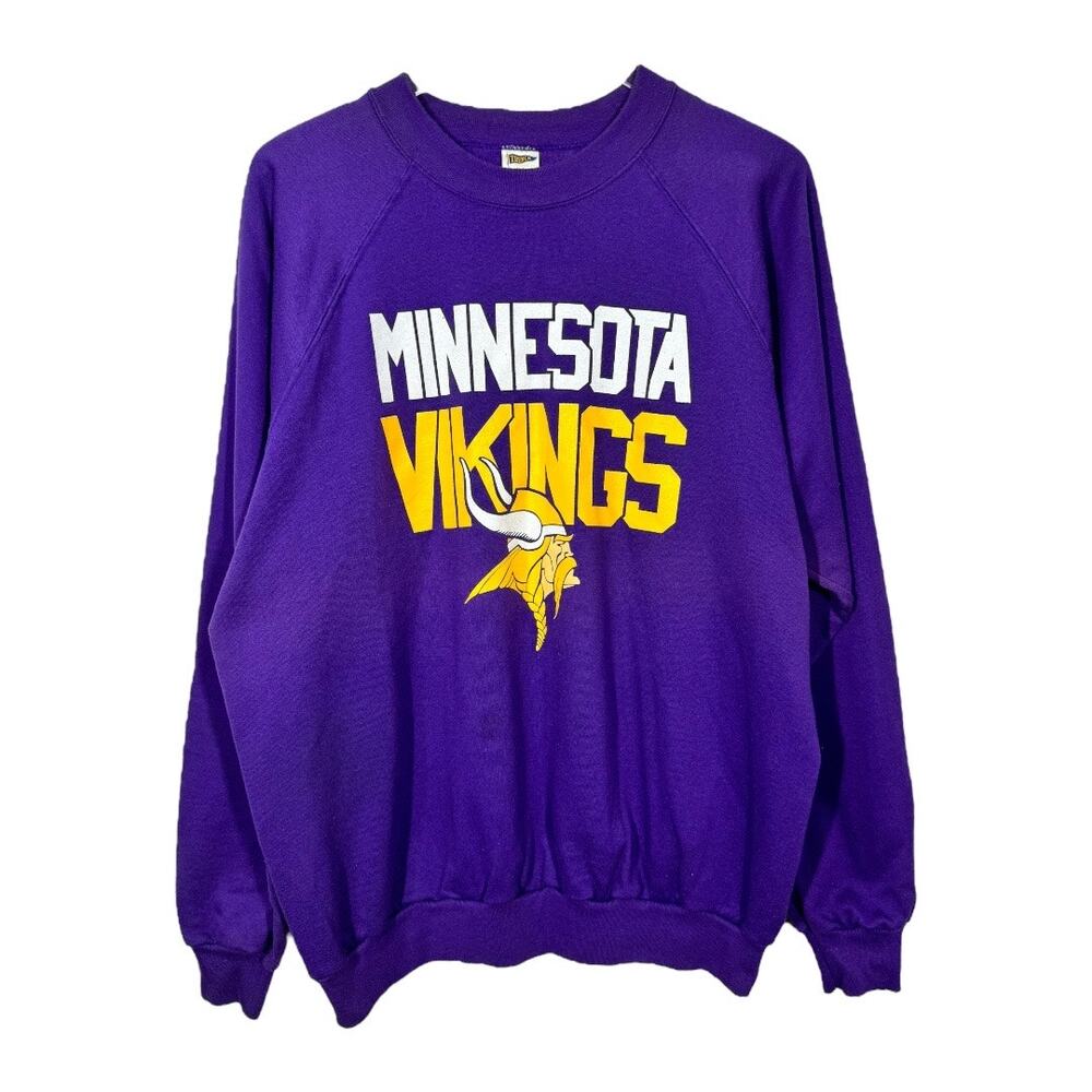 Vintage 90s Minnesota Vikings Football Sweatshirt Crewneck XL Purple NFL Raglan
